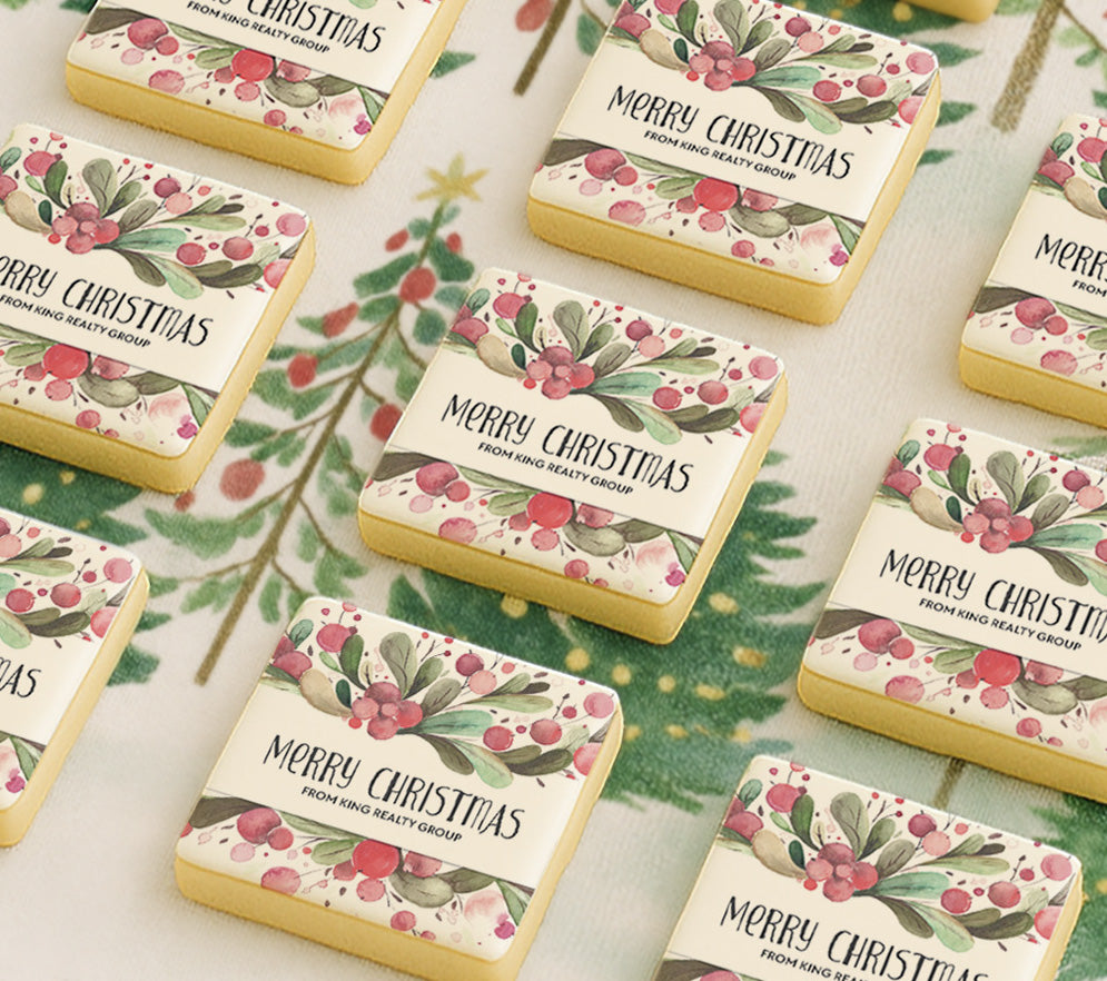 Personalized Watercolor Christmas Berry Cookie