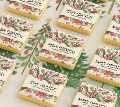 Personalized Watercolor Christmas Berry Cookie