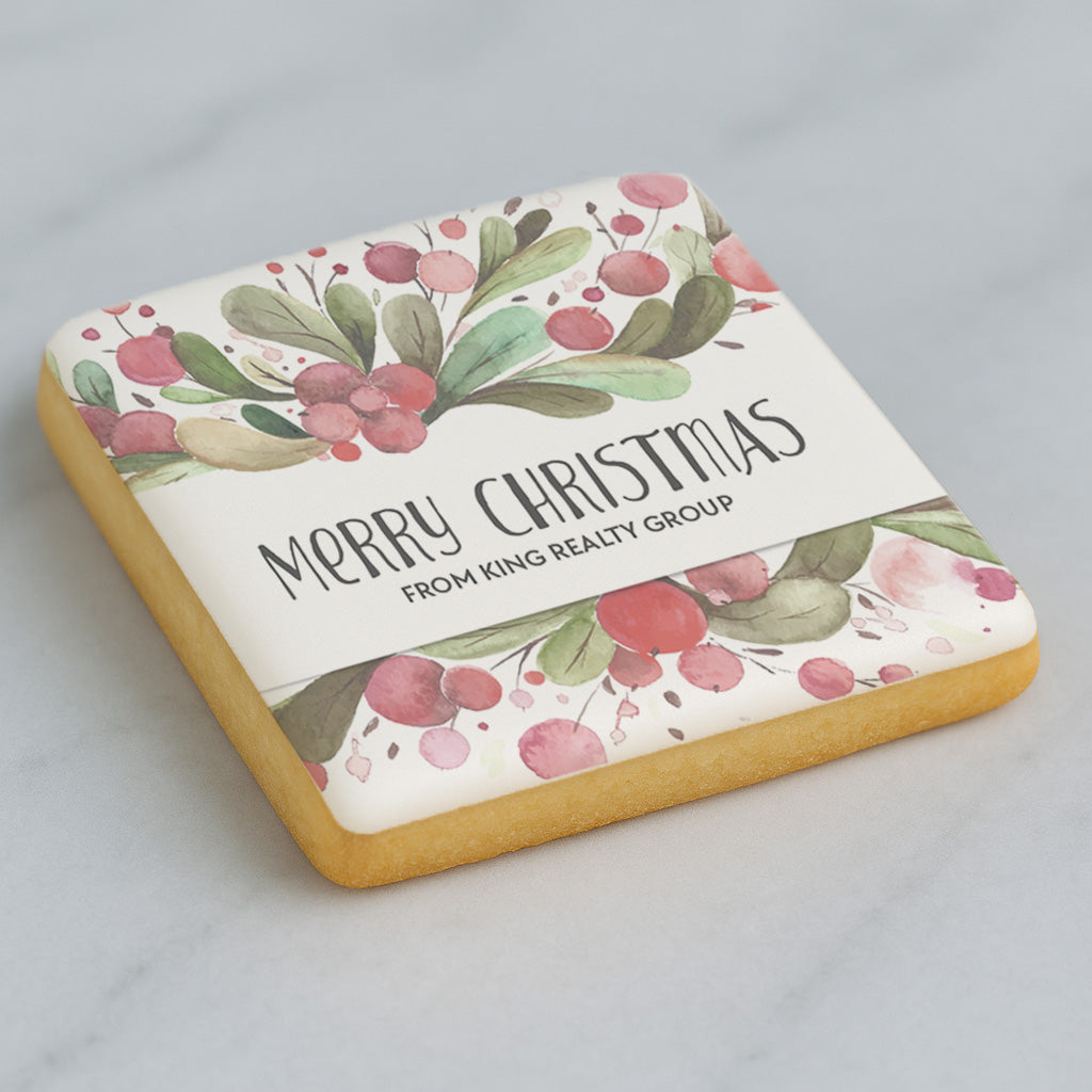 Personalized Watercolor Christmas Berry Cookie
