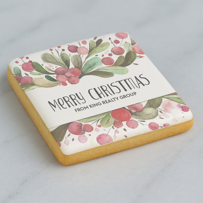 Personalized Watercolor Christmas Berry Cookie