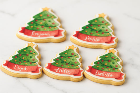 Personalized Names Christmas Tree Cookies