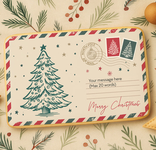 Personalized Christmas Tree Postcard Cookie