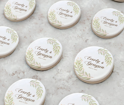 Custom Leaf Wreath Wedding Cookie