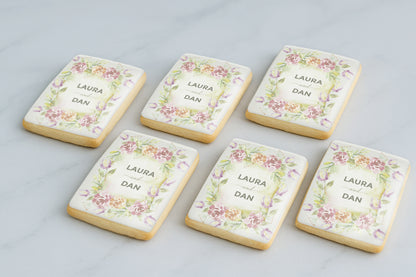 Vintage Floral Frame Wedding Cookie