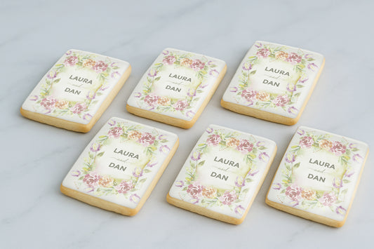 Vintage Floral Frame Wedding Cookie