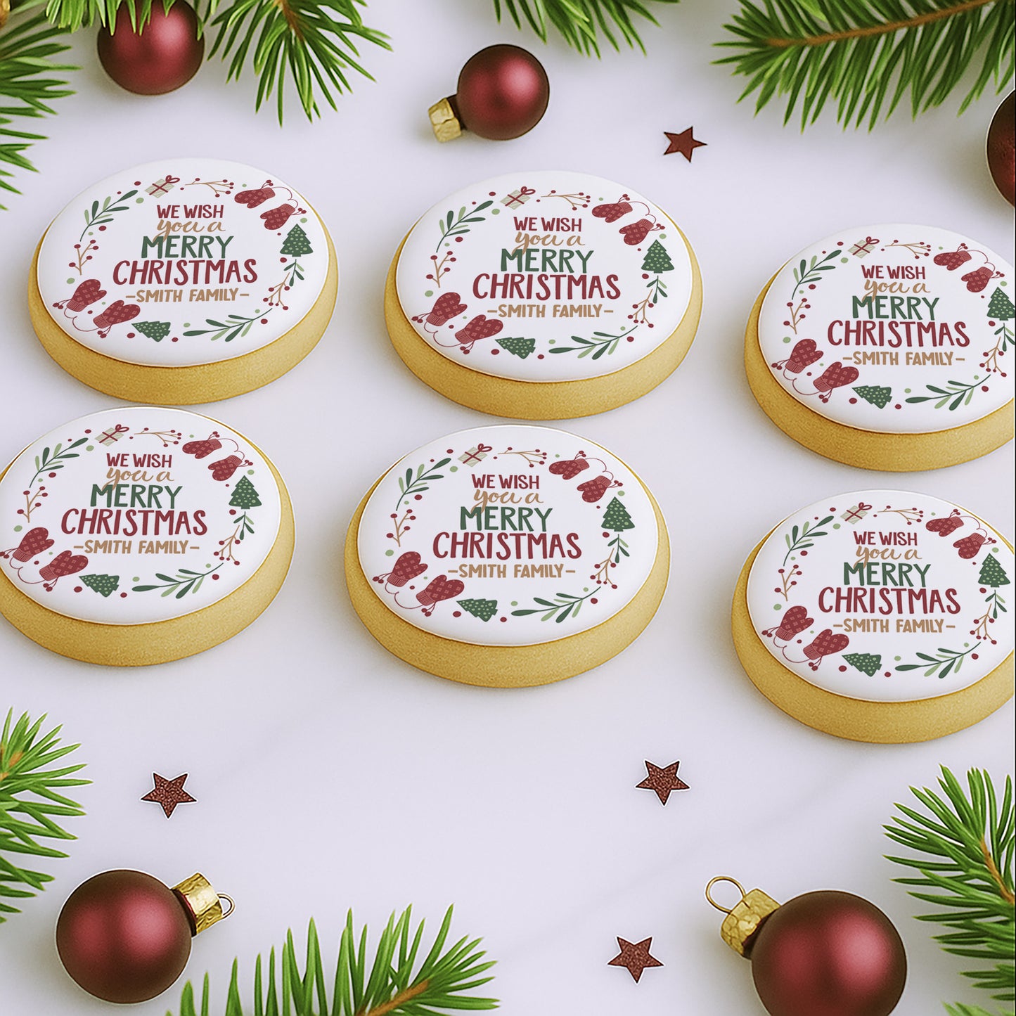 Personalized Christmas Wreath Merry Christmas Cookie