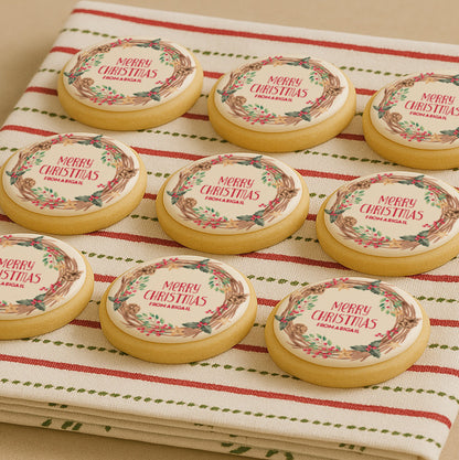 Personalized Wood Wreath Christmas Cookies