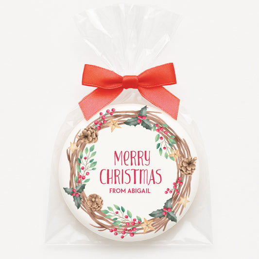 Personalized Wood Wreath Christmas Cookies