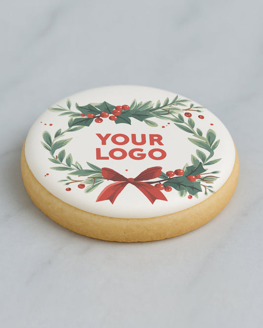 Christmas Wreath Custom Logo Cookie D - Business, School, Event cookies